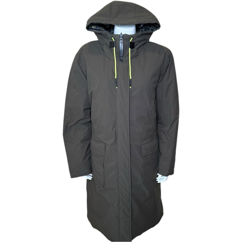 Sanctuary Reversible Down Parka L Hooded Insulated Puffer Coat Army Green Camo